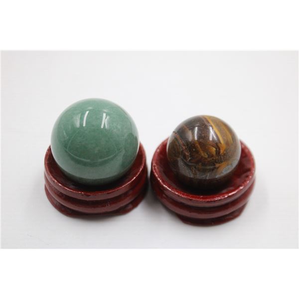 #218-NATURAL  TIGER EYE & AVENTURINE SPHERE BALL
