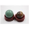 Image 1 : #218-NATURAL  TIGER EYE & AVENTURINE SPHERE BALL