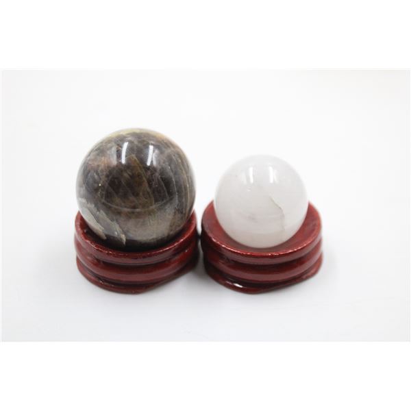#210-NATURAL BLUE TIGER EYE & CLEAR QUARTZ SPHERE