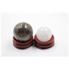 Image 1 : #210-NATURAL BLUE TIGER EYE & CLEAR QUARTZ SPHERE