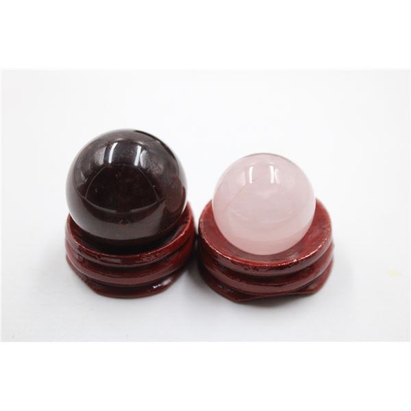 #230-NATURAL RED TIGER EYE & ROSE QZ SPHERE BALL
