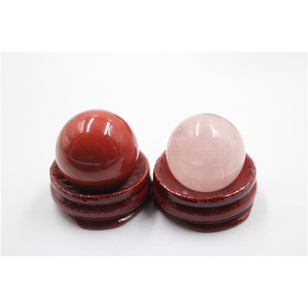#223-NATURAL CAMELIAN & ROSE QUARTZ SPHERE BALL