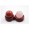 Image 1 : #223-NATURAL CAMELIAN & ROSE QUARTZ SPHERE BALL