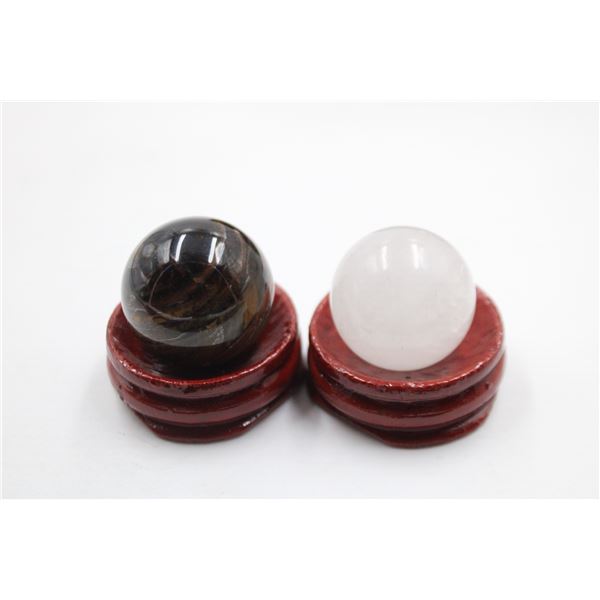 #206- NATURAL TIGER EYE & CLEAR QUARTZ SPHERE BALL