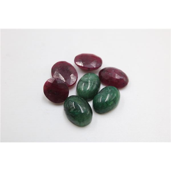 #23-NATURAL GREEN EMERALD  & RUBY GEMSTONES 59.00C