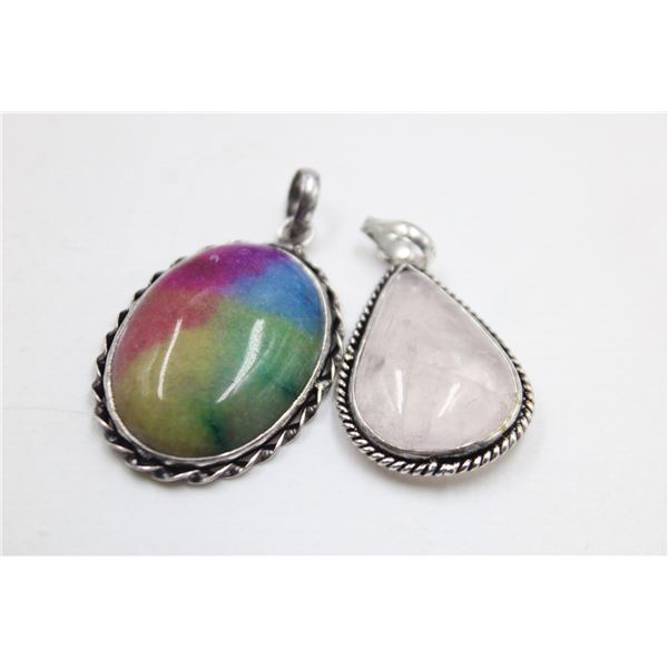 #159-NATURAL RAINBOW SOLAR QUARTZ & PINK ROSE QZ