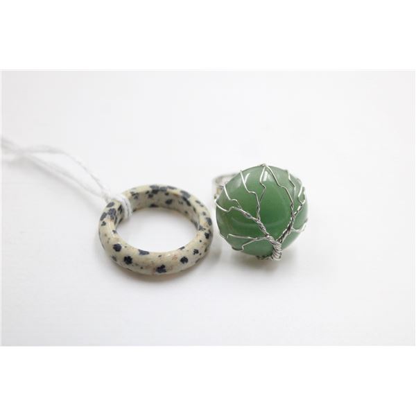 #236- NATURAL AVENTURINE &  JASPER SPORT  RING 2PC
