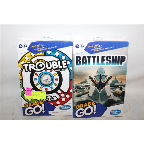 NEW HASBRO MINI GAMES BATTLESHIP/TROUBLE