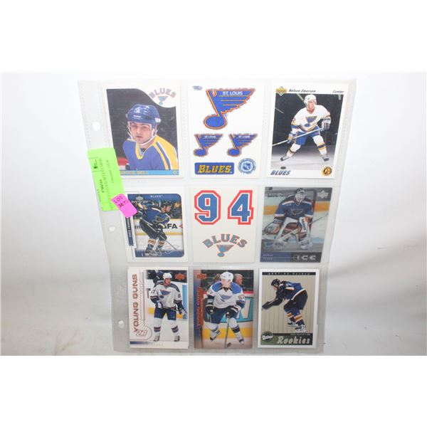 SHEET OF 9 ST.LOUIS BLUES CARDS