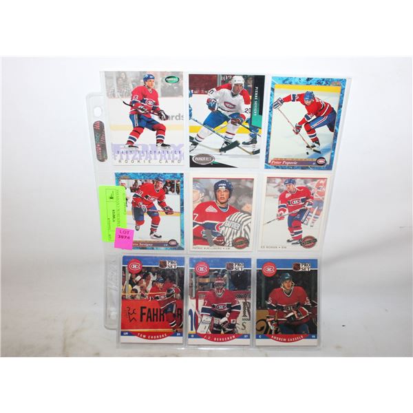 SHEET OF 9 MONTREAL CANADIANS CARDS