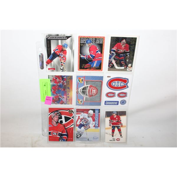 SHEET OF 9 MONTREAL CANADIANS CARDS