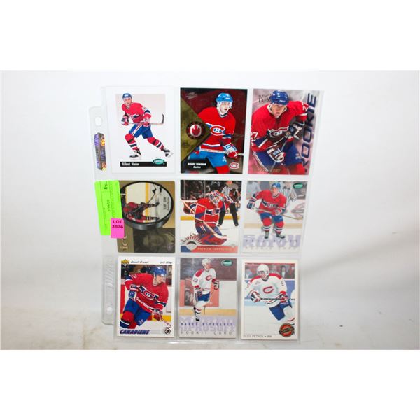 SHEET OF 9 MONTREAL CANADIANS CARDS