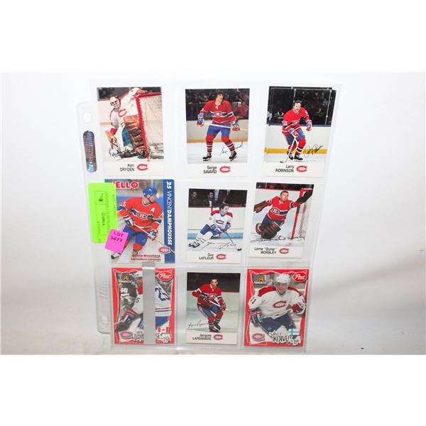 SHEET OF 9 MONTREAL CANADIANS CARDS