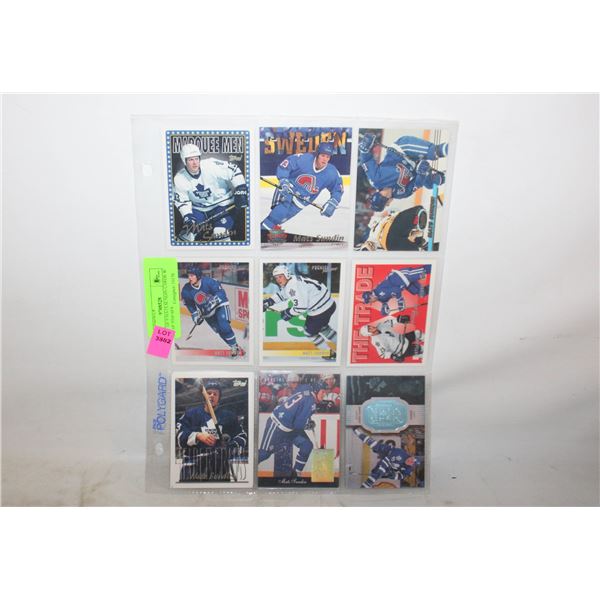 SHEET OF 9 MATS SUNDIN CARDS W/ #1684 OF 9500 SPX