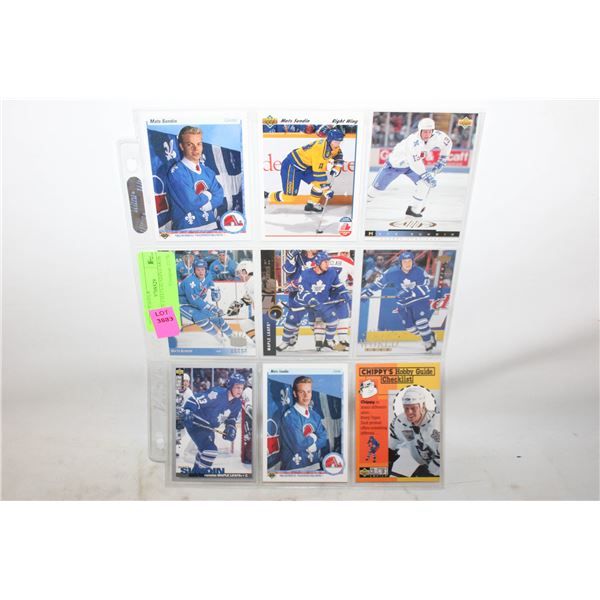 SHEET OF 9 MATS SUNDIN CARDS