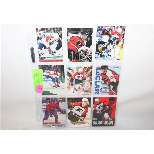 SHEET OF 9 JOHN LECLAIR CARDS