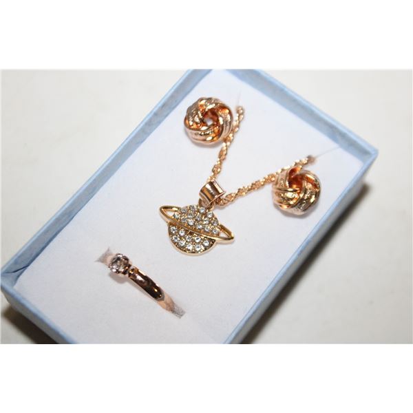 NEW NECKLACE AND ADJUSTABLE SZ RING WITH EARRINGS