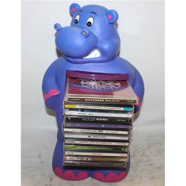 1990'S PURPLE HIPPO CD-HOLDER W/12 ROCK-THEME