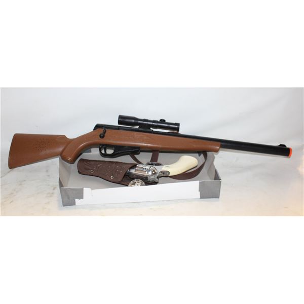 TOY COWBOY RIFLE THAT MAKES BULLET SOUNDS &