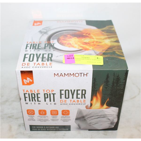 NEW MAMMOTH TABLE TOP FIRE PIT WITH LIT