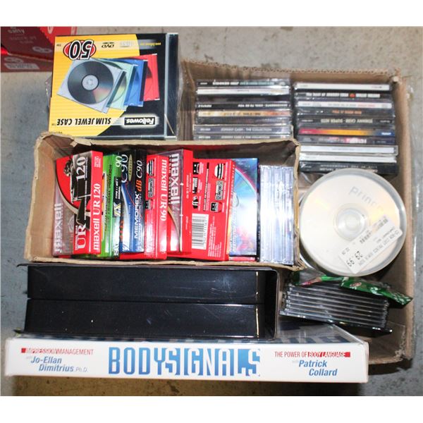 MISC BOX OF OFFICE DISC & TAPES