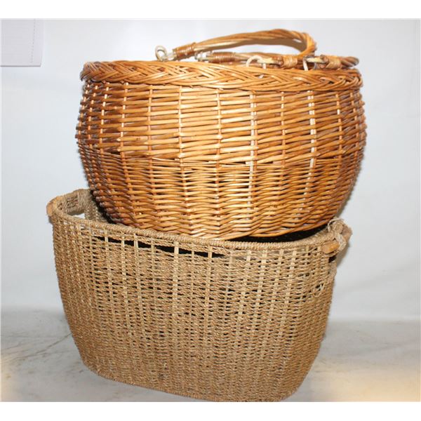 2 EXTRA-LARGE BASKETS - WOVEN & WICKER