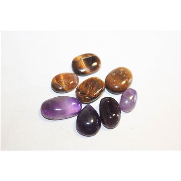 #60-NATURAL YELLOW TIGER EYE & AMETHYST 55.40CT