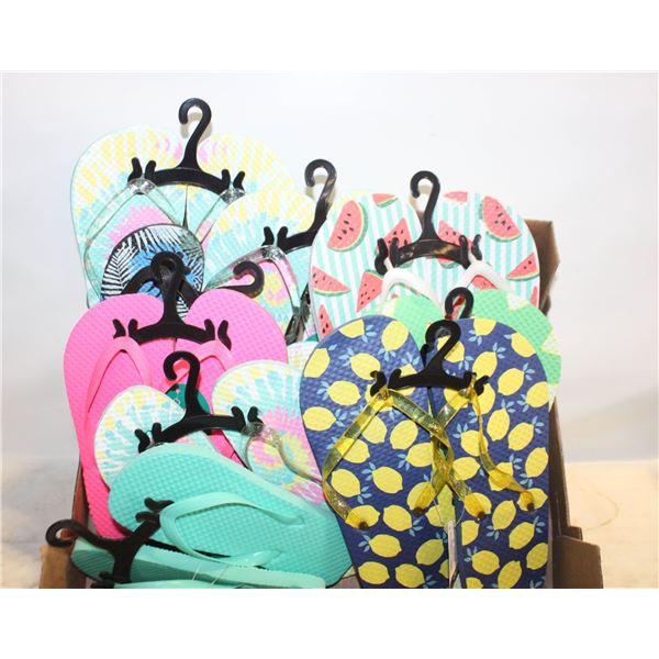 10 PAIRS OF NEW KIDS AND WOMANS FLIP FLOPS SIZE