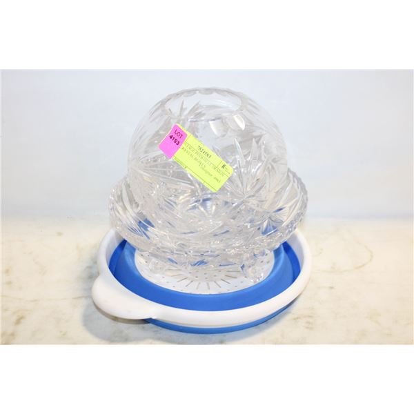 2 PC VINTAGE PINWHEEL DESIGN LEAD CRYSTAL BOWLS