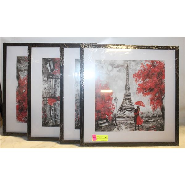 SET OF 4 NEW 15" X 15" (MATTED TO 12" X 12")