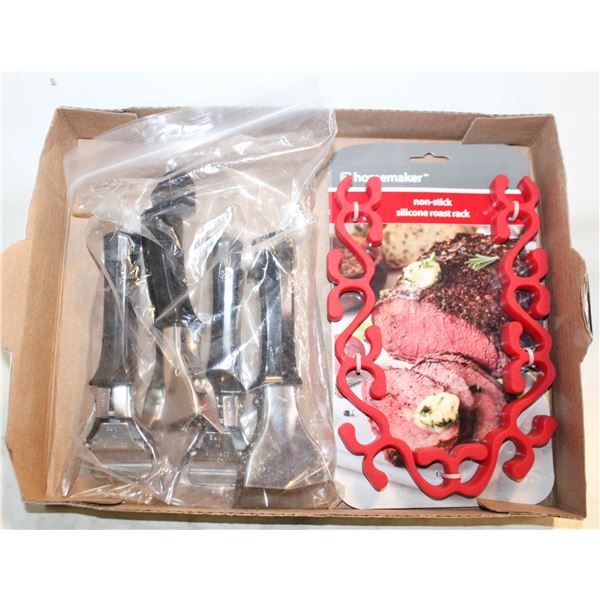 CORNING WAREHANDLES & ROAST RACK