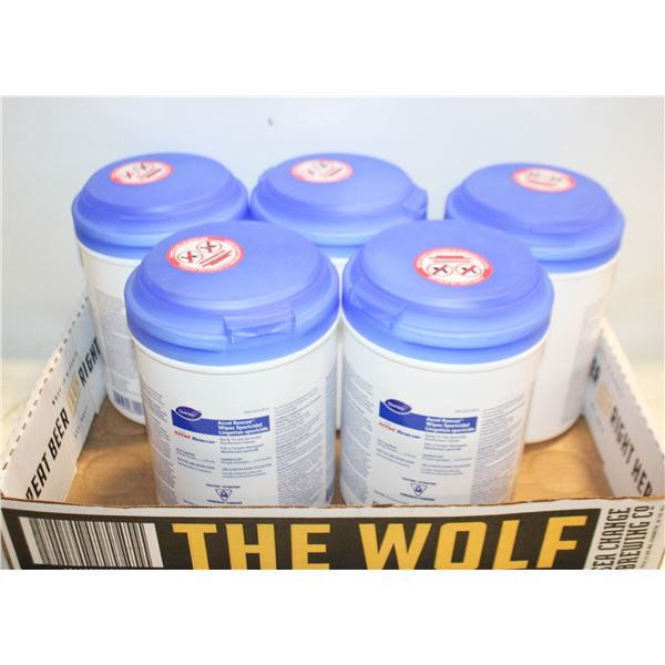 5 CANISTERS OF DIVERSEY SPORICIDAL WIPES