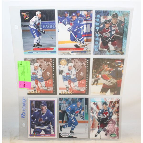 SHEET OF 9 JOE SAKIC CARDS