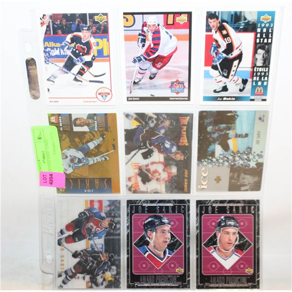 SHEET OF 9 JOE SAKIC CARDS