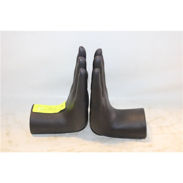 SET OF "HANDS" BOOKENDS