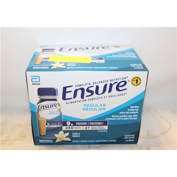 CASE OF ENSURE 6X235ML VANILLA EXP 11/26.