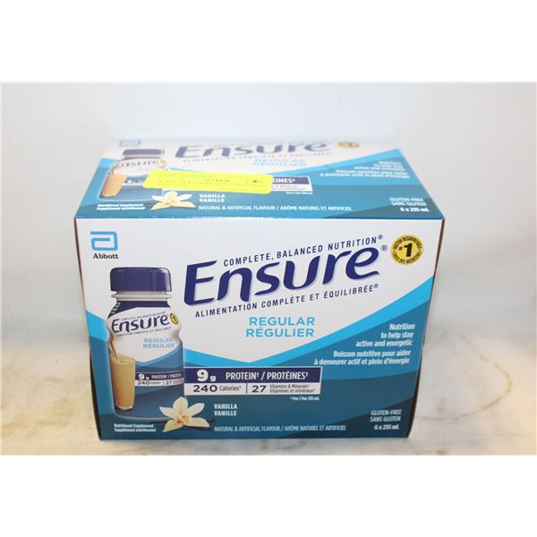 CASE OF ENSURE 6X235ML VANILLA EXP 11/26.