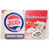 Image 1 : BUDWEISER AND PEPSI TIN SIGNS