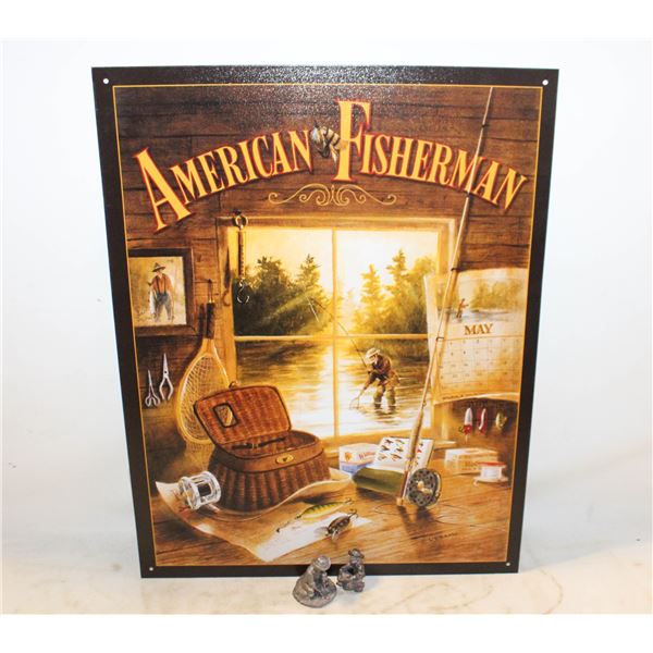 AMERICAN FISHERMAN METAL WALL SIGN + 2