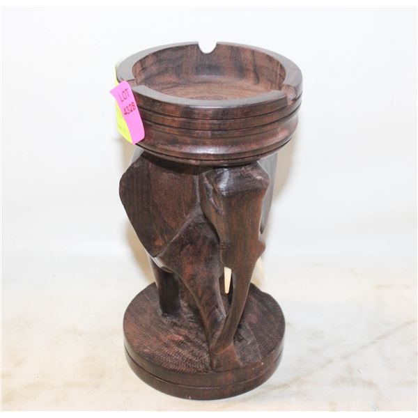 HAND CARVED WOODEN ELEPHANT ASHTRAY