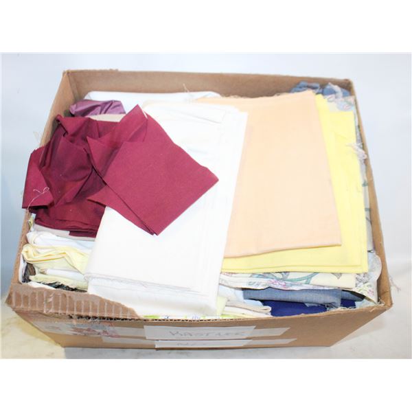QUILTING FABRIC PIECES & REMNANTS- BOX LOT ASST.