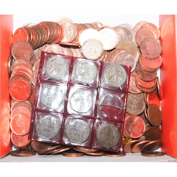 BOX OF OLDER AND NEWER PENNIES