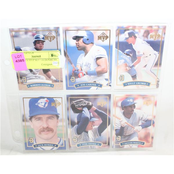 BLUE JAYS MVP SET 1-6 DONRUSS 1991