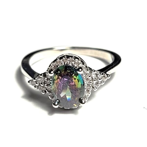21)  SILVER TONE WITH CLEAR CZ AND