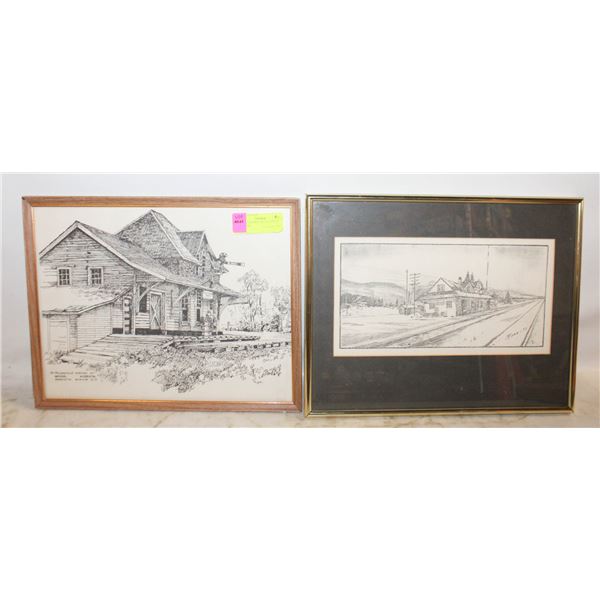 PAIR OF FRAMED SKETCH STYLE ARTWORK