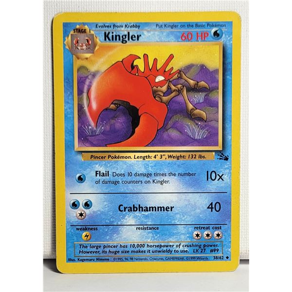 1)  KINGLER 1999 BASIC POKEMON CARD.