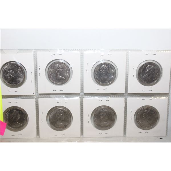 8 CANADIAN 50-CENT PIECES