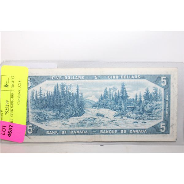 1954 $5 BILL SE#KX4010400 (3 DIGET)