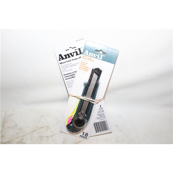 2 NEW ANVIL WHEEL LOCK SNAP OFF KNIFE 18MM CARBON-