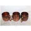 Image 1 : 3 MATCHING COPPER/BRASS HANDLED MUGS